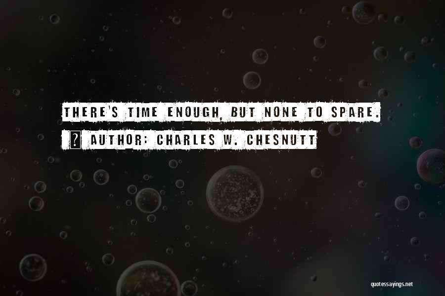 Charles W. Chesnutt Quotes: There's Time Enough, But None To Spare.