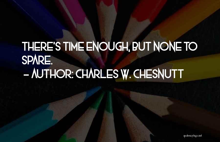 Charles W. Chesnutt Quotes: There's Time Enough, But None To Spare.