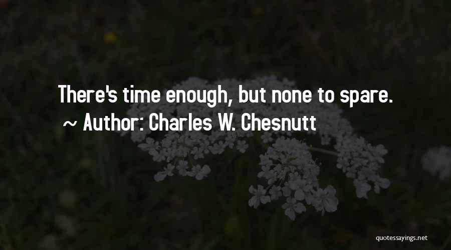 Charles W. Chesnutt Quotes: There's Time Enough, But None To Spare.