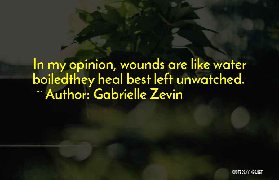 Gabrielle Zevin Quotes: In My Opinion, Wounds Are Like Water Boiledthey Heal Best Left Unwatched.