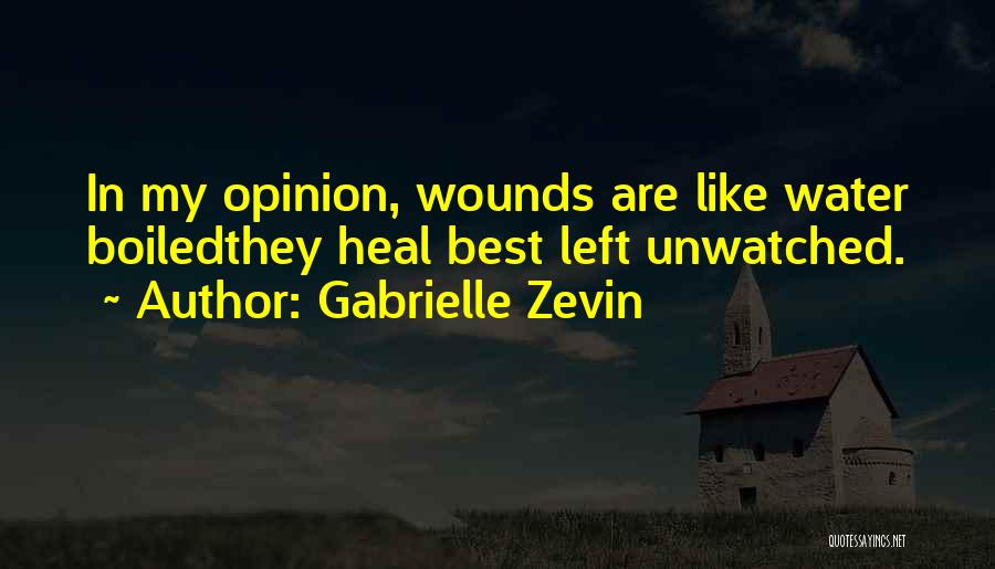 Gabrielle Zevin Quotes: In My Opinion, Wounds Are Like Water Boiledthey Heal Best Left Unwatched.