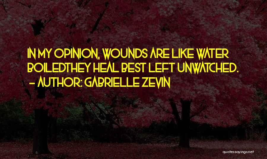 Gabrielle Zevin Quotes: In My Opinion, Wounds Are Like Water Boiledthey Heal Best Left Unwatched.