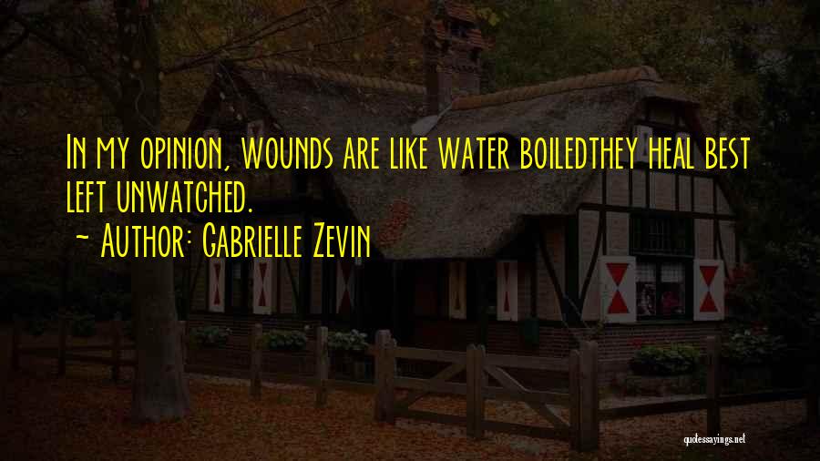 Gabrielle Zevin Quotes: In My Opinion, Wounds Are Like Water Boiledthey Heal Best Left Unwatched.