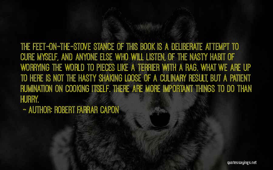 Robert Farrar Capon Quotes: The Feet-on-the-stove Stance Of This Book Is A Deliberate Attempt To Cure Myself, And Anyone Else Who Will Listen, Of