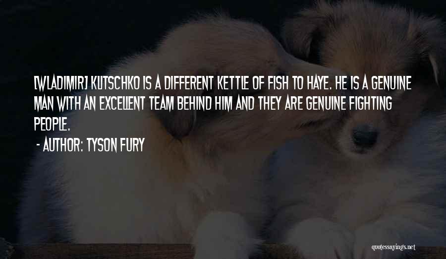 Tyson Fury Quotes: [wladimir] Klitschko Is A Different Kettle Of Fish To Haye. He Is A Genuine Man With An Excellent Team Behind