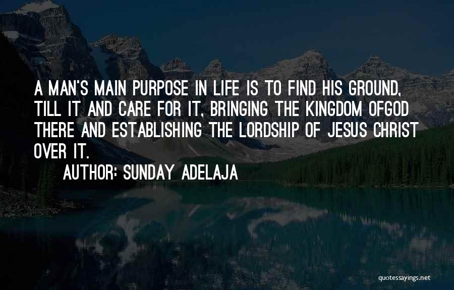 Sunday Adelaja Quotes: A Man's Main Purpose In Life Is To Find His Ground, Till It And Care For It, Bringing The Kingdom