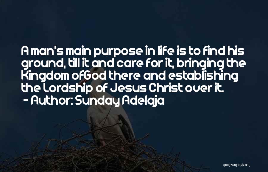 Sunday Adelaja Quotes: A Man's Main Purpose In Life Is To Find His Ground, Till It And Care For It, Bringing The Kingdom