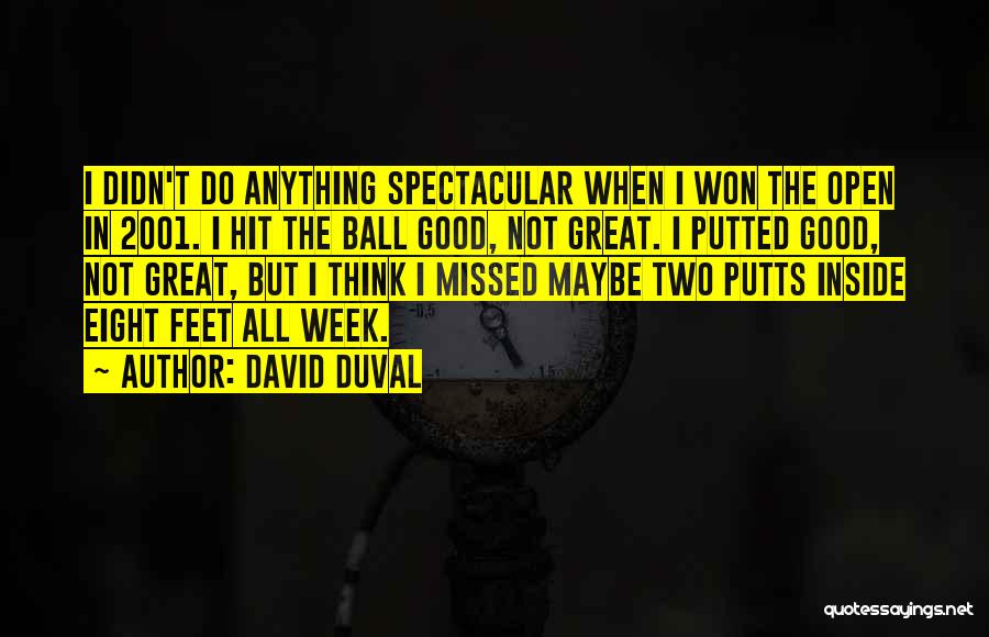 David Duval Quotes: I Didn't Do Anything Spectacular When I Won The Open In 2001. I Hit The Ball Good, Not Great. I