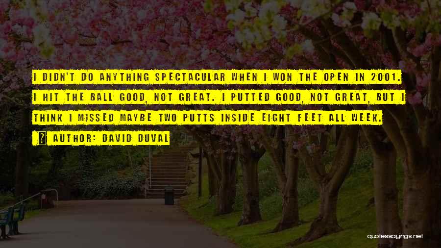 David Duval Quotes: I Didn't Do Anything Spectacular When I Won The Open In 2001. I Hit The Ball Good, Not Great. I