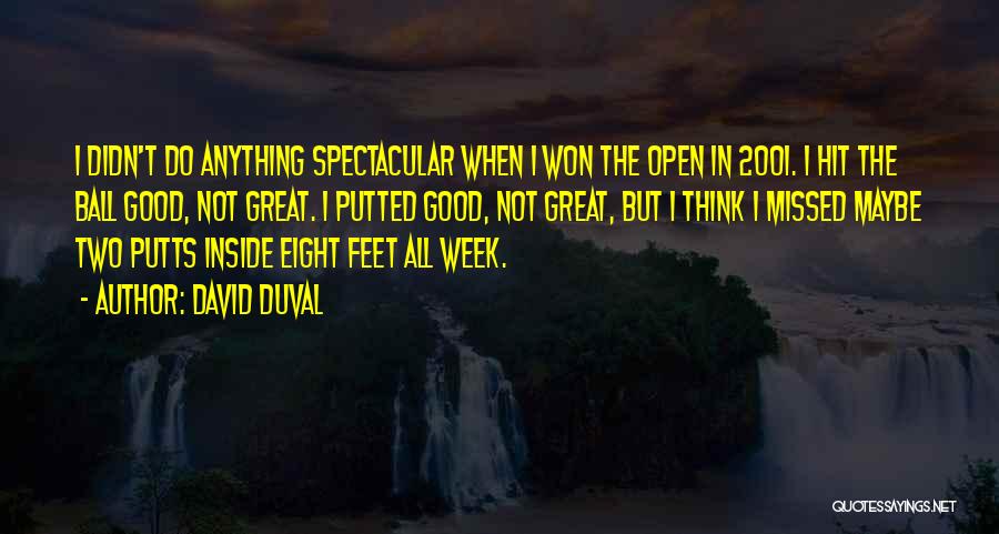 David Duval Quotes: I Didn't Do Anything Spectacular When I Won The Open In 2001. I Hit The Ball Good, Not Great. I