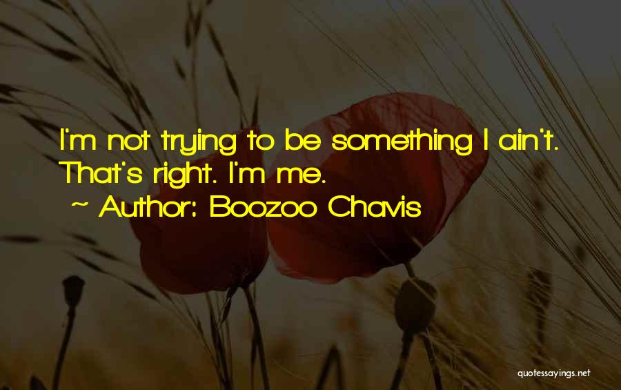 Boozoo Chavis Quotes: I'm Not Trying To Be Something I Ain't. That's Right. I'm Me.