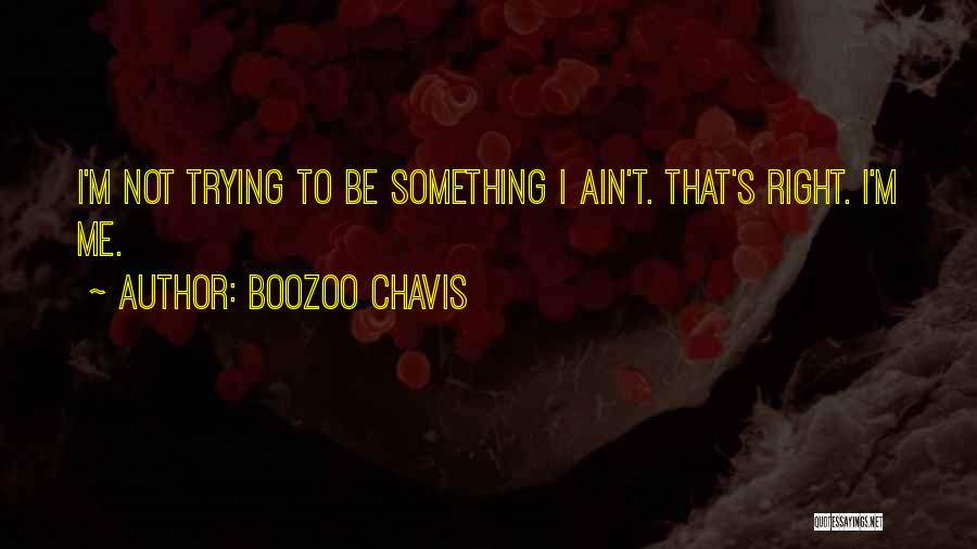 Boozoo Chavis Quotes: I'm Not Trying To Be Something I Ain't. That's Right. I'm Me.