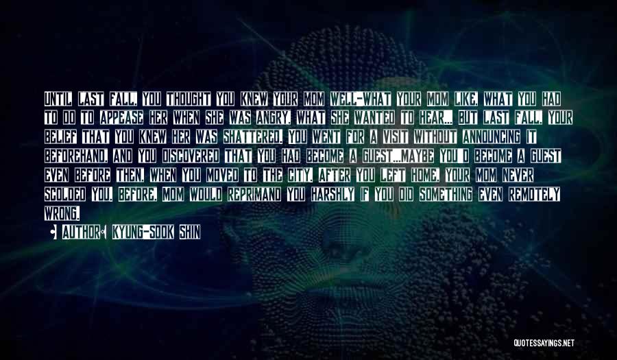 Kyung-Sook Shin Quotes: Until Last Fall, You Thought You Knew Your Mom Well-what Your Mom Like, What You Had To Do To Appease