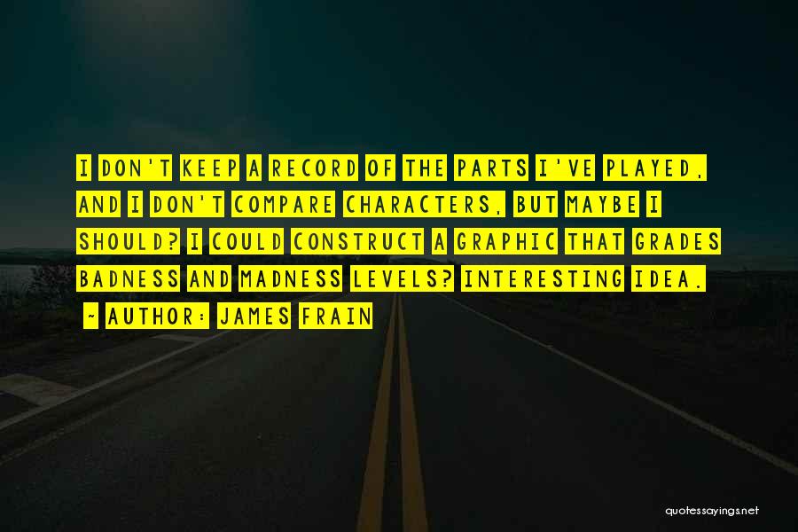 James Frain Quotes: I Don't Keep A Record Of The Parts I've Played, And I Don't Compare Characters, But Maybe I Should? I