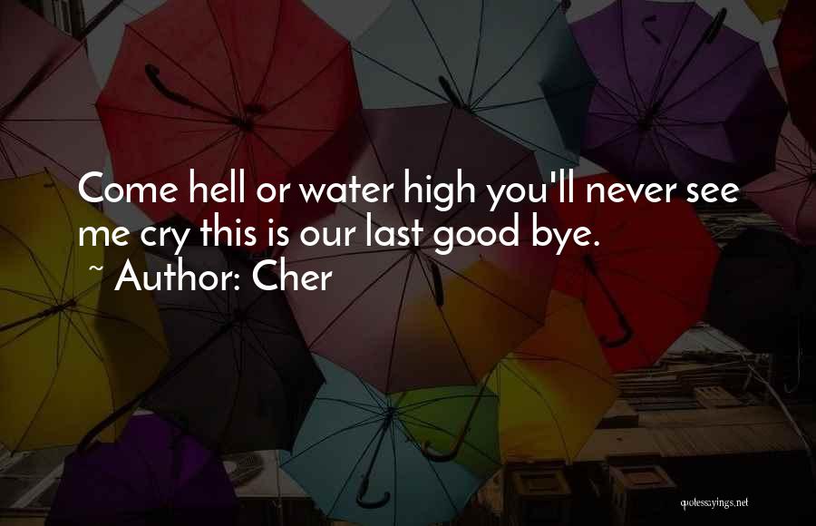 Cher Quotes: Come Hell Or Water High You'll Never See Me Cry This Is Our Last Good Bye.