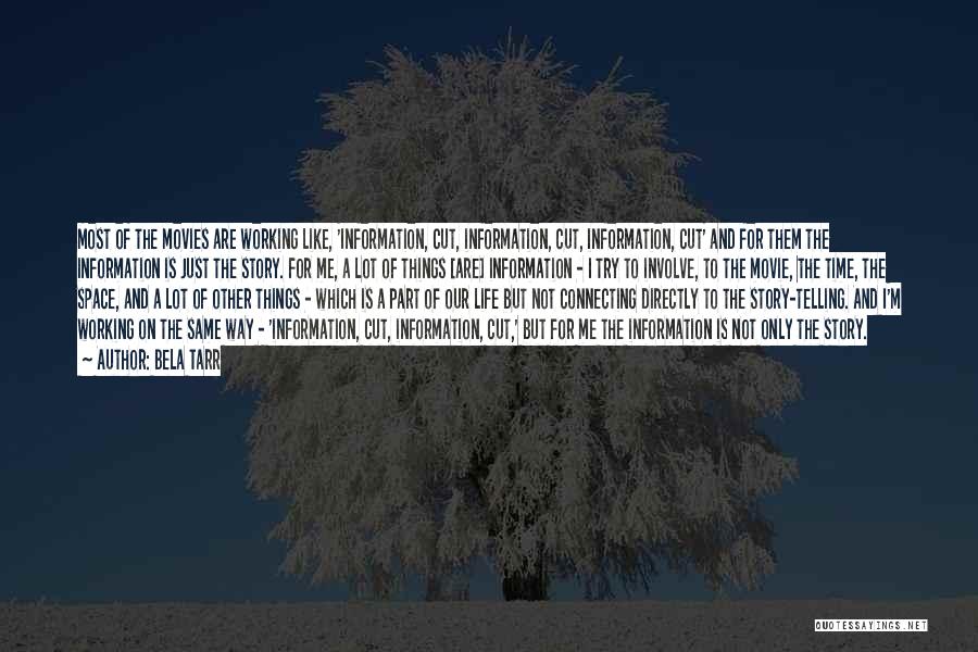 Bela Tarr Quotes: Most Of The Movies Are Working Like, 'information, Cut, Information, Cut, Information, Cut' And For Them The Information Is Just