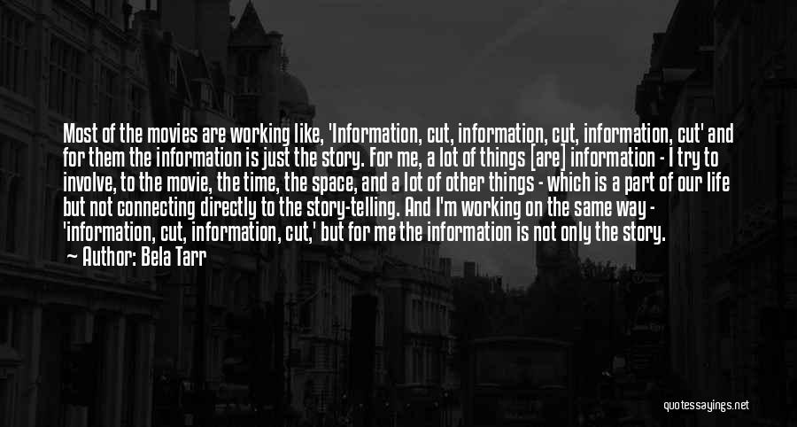 Bela Tarr Quotes: Most Of The Movies Are Working Like, 'information, Cut, Information, Cut, Information, Cut' And For Them The Information Is Just