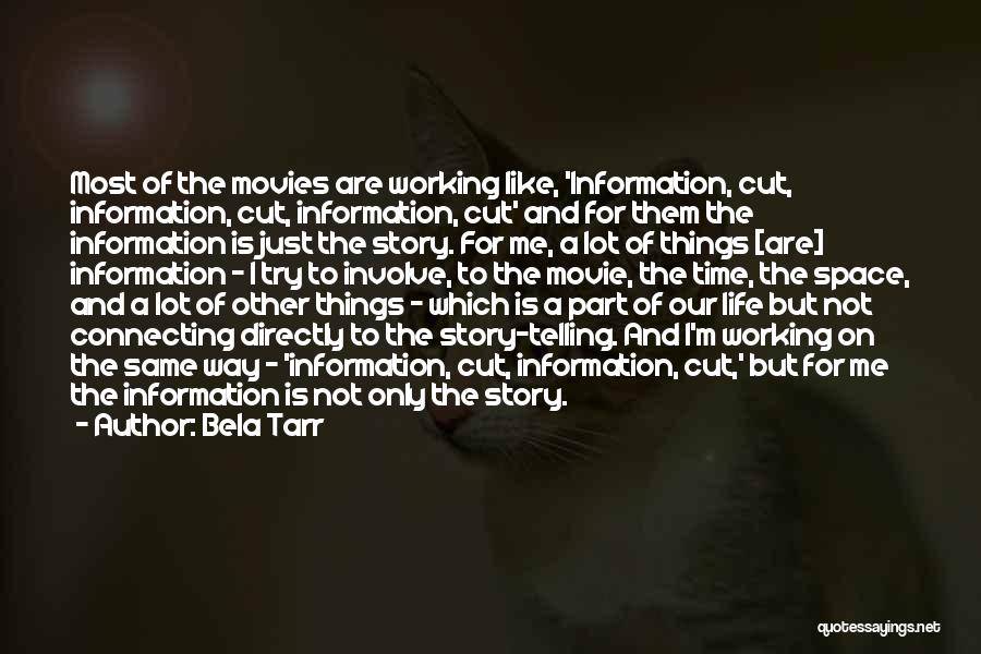 Bela Tarr Quotes: Most Of The Movies Are Working Like, 'information, Cut, Information, Cut, Information, Cut' And For Them The Information Is Just