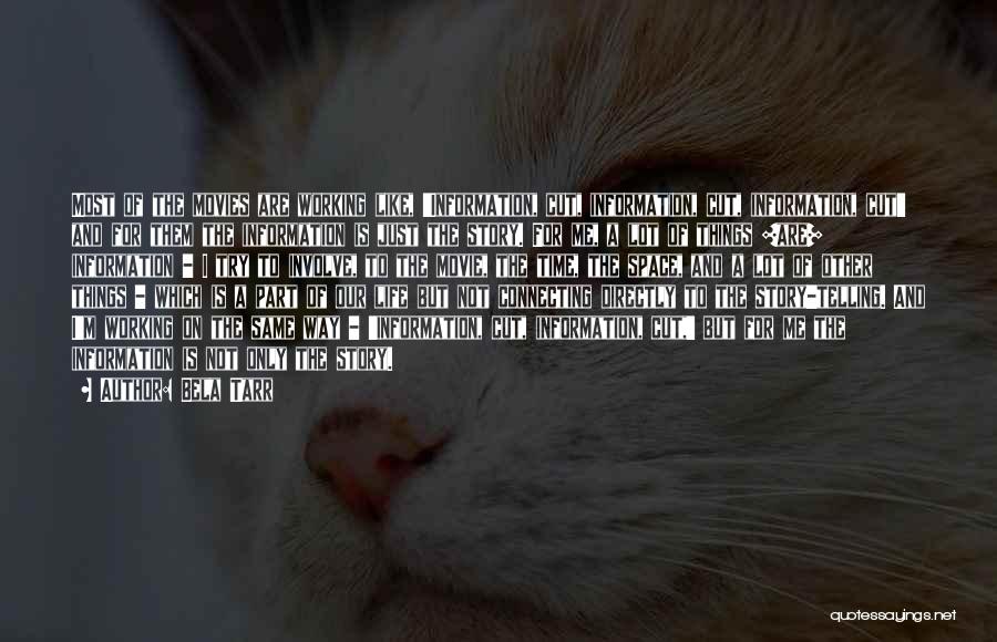 Bela Tarr Quotes: Most Of The Movies Are Working Like, 'information, Cut, Information, Cut, Information, Cut' And For Them The Information Is Just