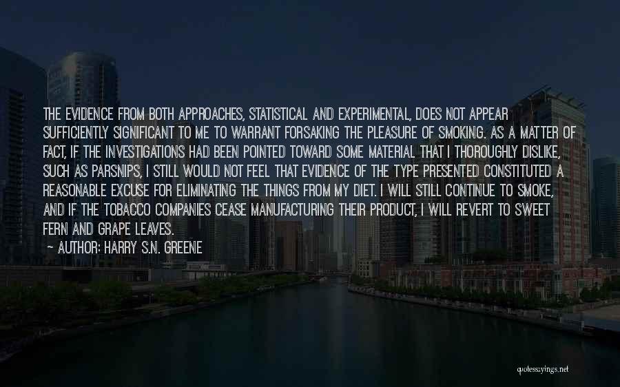 Harry S.N. Greene Quotes: The Evidence From Both Approaches, Statistical And Experimental, Does Not Appear Sufficiently Significant To Me To Warrant Forsaking The Pleasure