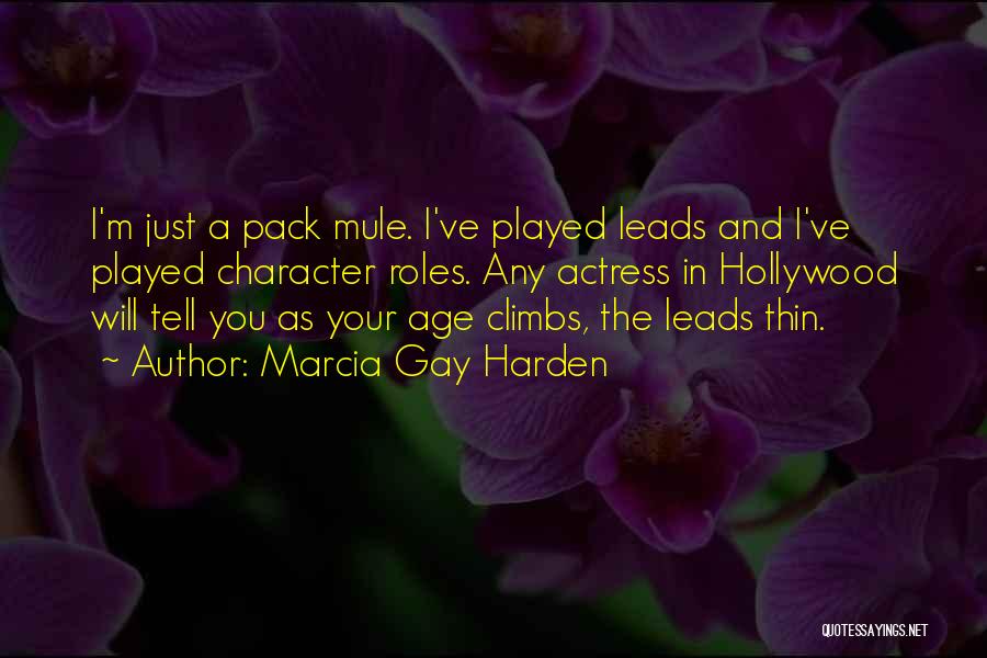 Marcia Gay Harden Quotes: I'm Just A Pack Mule. I've Played Leads And I've Played Character Roles. Any Actress In Hollywood Will Tell You