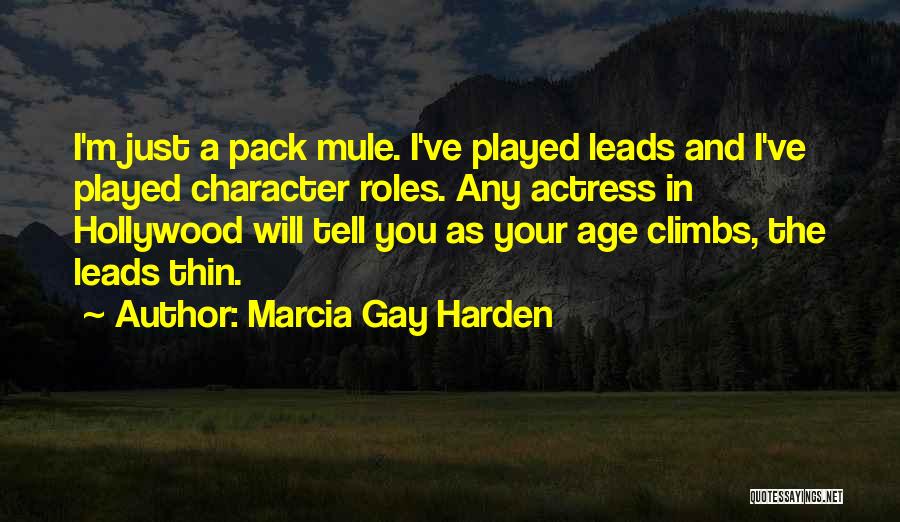 Marcia Gay Harden Quotes: I'm Just A Pack Mule. I've Played Leads And I've Played Character Roles. Any Actress In Hollywood Will Tell You