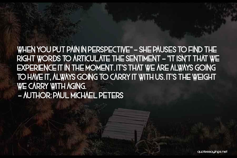 Paul Michael Peters Quotes: When You Put Pain In Perspective - She Pauses To Find The Right Words To Articulate The Sentiment - It