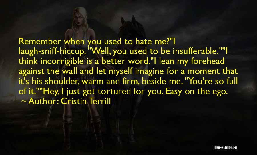 Cristin Terrill Quotes: Remember When You Used To Hate Me?i Laugh-sniff-hiccup. Well, You Used To Be Insufferable.i Think Incorrigible Is A Better Word.i