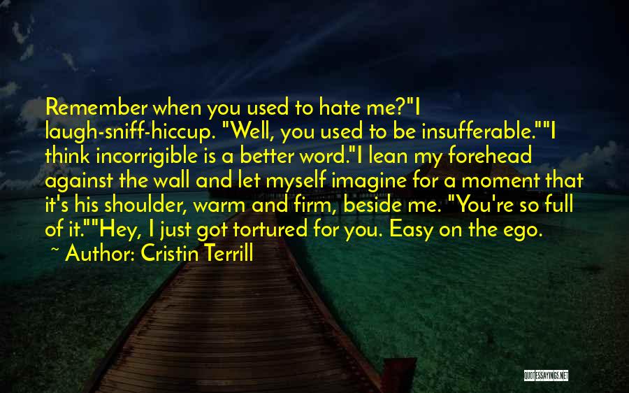 Cristin Terrill Quotes: Remember When You Used To Hate Me?i Laugh-sniff-hiccup. Well, You Used To Be Insufferable.i Think Incorrigible Is A Better Word.i