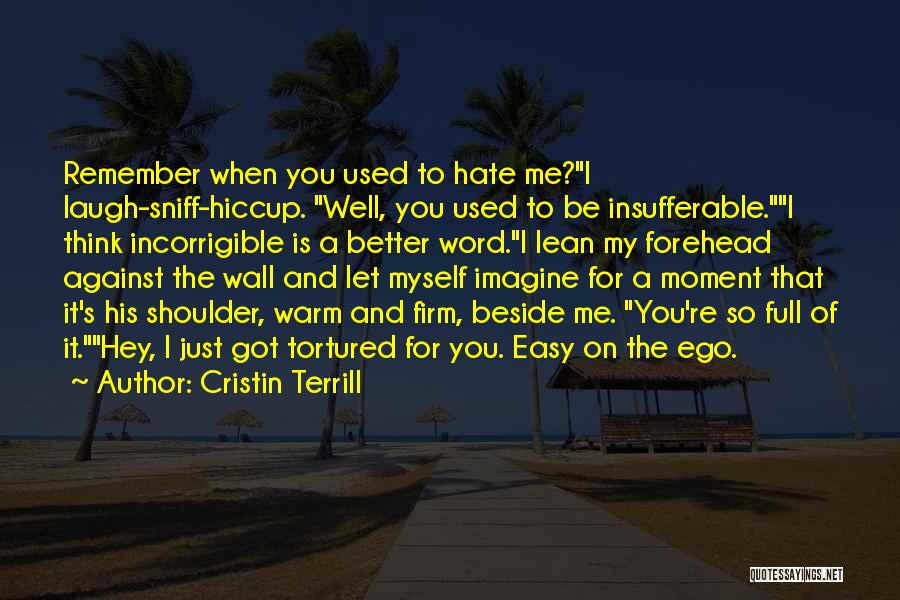 Cristin Terrill Quotes: Remember When You Used To Hate Me?i Laugh-sniff-hiccup. Well, You Used To Be Insufferable.i Think Incorrigible Is A Better Word.i
