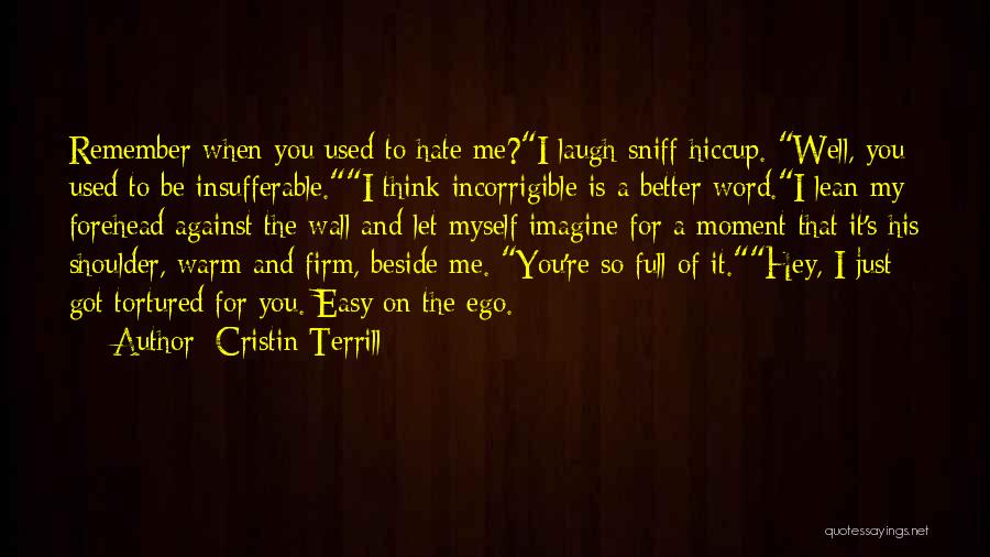 Cristin Terrill Quotes: Remember When You Used To Hate Me?i Laugh-sniff-hiccup. Well, You Used To Be Insufferable.i Think Incorrigible Is A Better Word.i