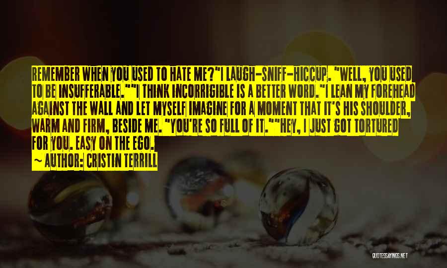 Cristin Terrill Quotes: Remember When You Used To Hate Me?i Laugh-sniff-hiccup. Well, You Used To Be Insufferable.i Think Incorrigible Is A Better Word.i