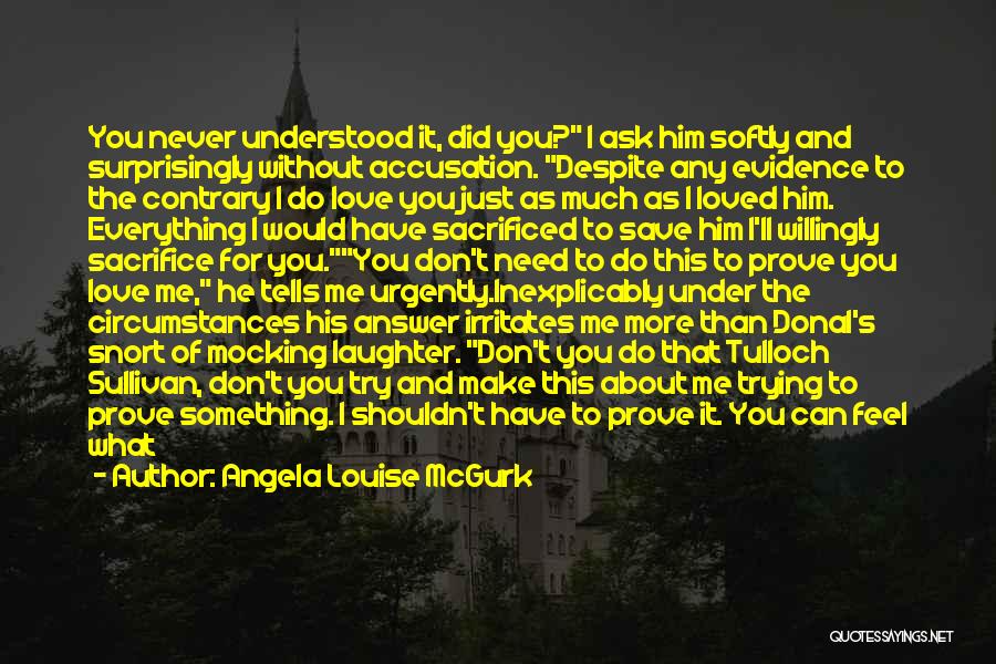 Angela Louise McGurk Quotes: You Never Understood It, Did You? I Ask Him Softly And Surprisingly Without Accusation. Despite Any Evidence To The Contrary