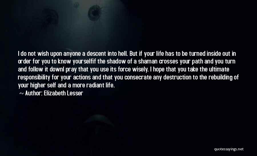 Elizabeth Lesser Quotes: I Do Not Wish Upon Anyone A Descent Into Hell. But If Your Life Has To Be Turned Inside Out