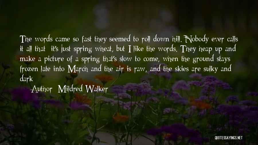 Mildred Walker Quotes: The Words Came So Fast They Seemed To Roll Down Hill. Nobody Ever Calls It All That; It's Just Spring