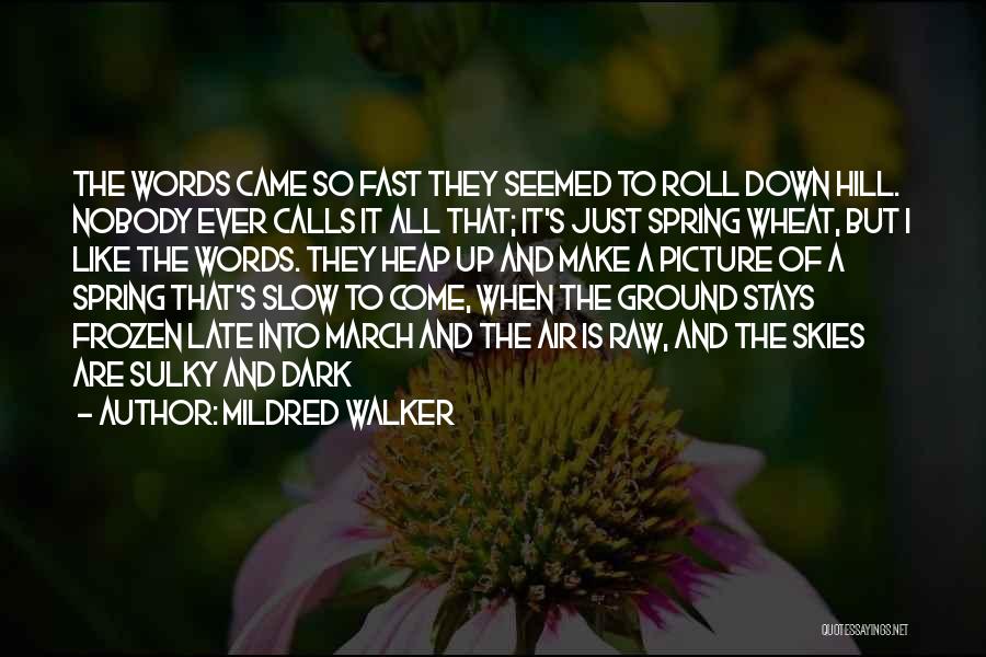 Mildred Walker Quotes: The Words Came So Fast They Seemed To Roll Down Hill. Nobody Ever Calls It All That; It's Just Spring