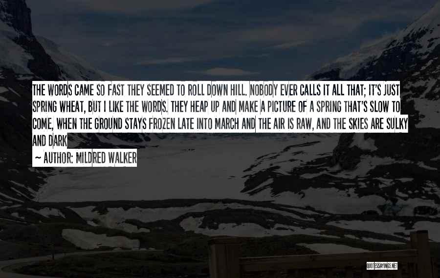 Mildred Walker Quotes: The Words Came So Fast They Seemed To Roll Down Hill. Nobody Ever Calls It All That; It's Just Spring