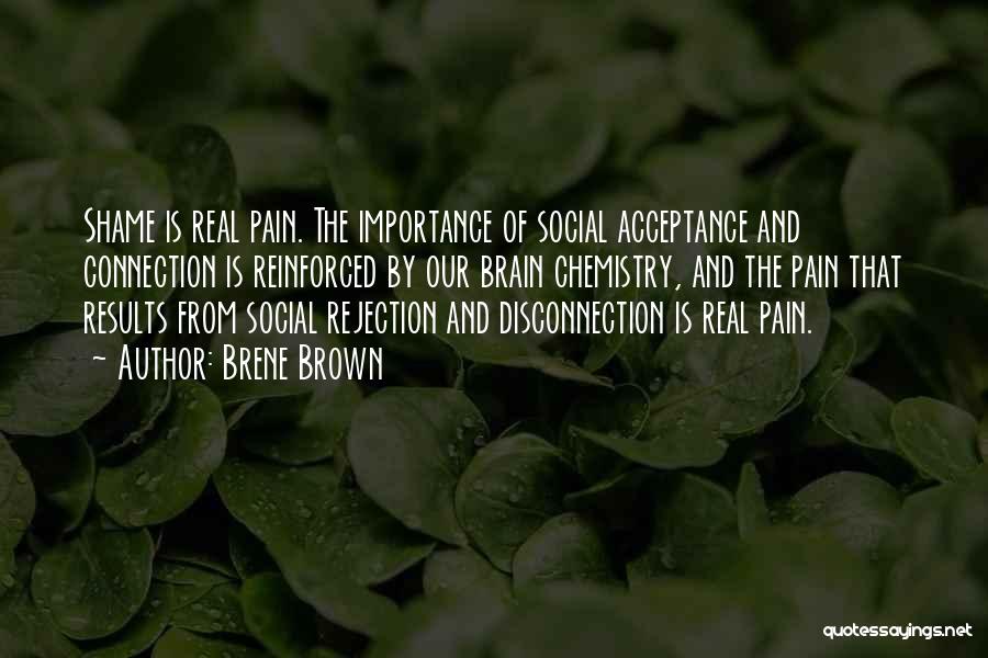 Brene Brown Quotes: Shame Is Real Pain. The Importance Of Social Acceptance And Connection Is Reinforced By Our Brain Chemistry, And The Pain