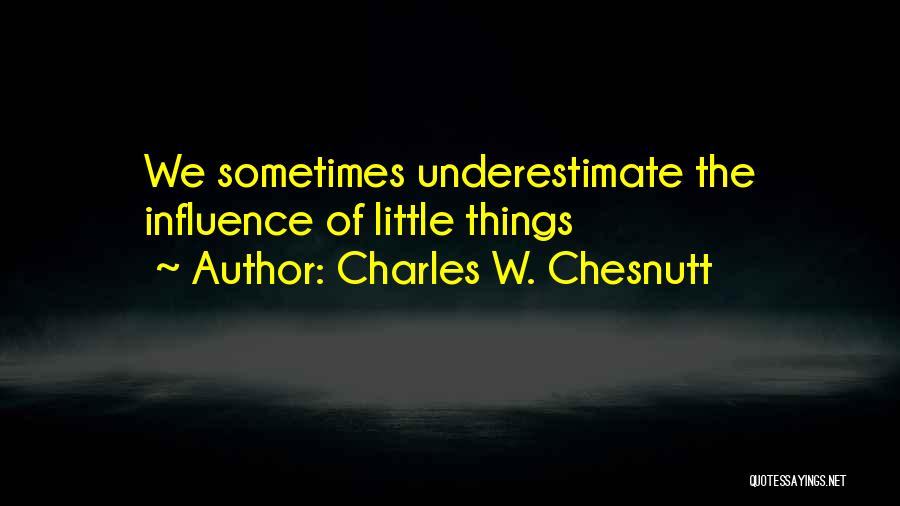 Charles W. Chesnutt Quotes: We Sometimes Underestimate The Influence Of Little Things