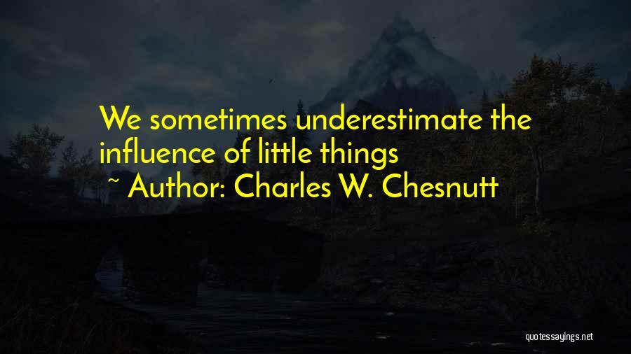 Charles W. Chesnutt Quotes: We Sometimes Underestimate The Influence Of Little Things