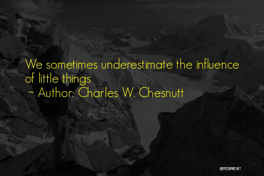 Charles W. Chesnutt Quotes: We Sometimes Underestimate The Influence Of Little Things