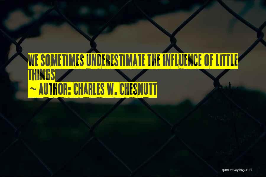 Charles W. Chesnutt Quotes: We Sometimes Underestimate The Influence Of Little Things