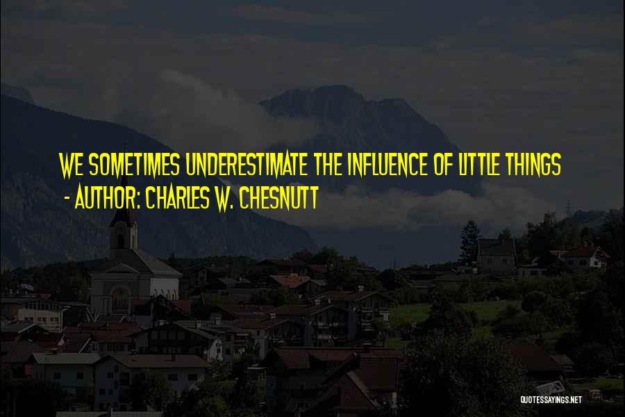 Charles W. Chesnutt Quotes: We Sometimes Underestimate The Influence Of Little Things