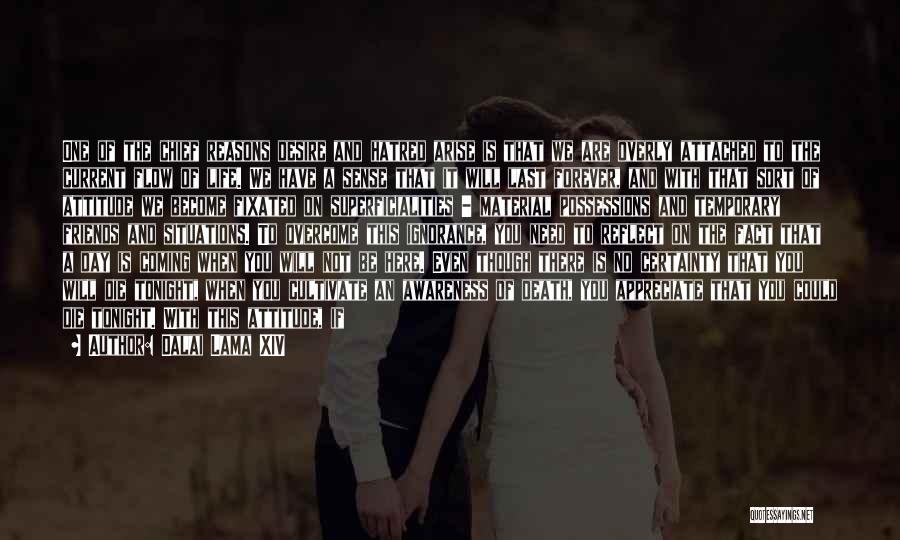 Dalai Lama XIV Quotes: One Of The Chief Reasons Desire And Hatred Arise Is That We Are Overly Attached To The Current Flow Of