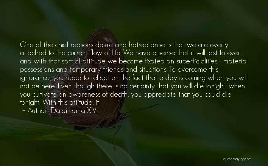 Dalai Lama XIV Quotes: One Of The Chief Reasons Desire And Hatred Arise Is That We Are Overly Attached To The Current Flow Of