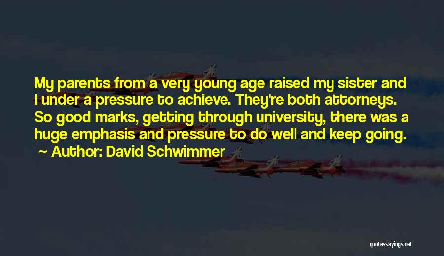 David Schwimmer Quotes: My Parents From A Very Young Age Raised My Sister And I Under A Pressure To Achieve. They're Both Attorneys.