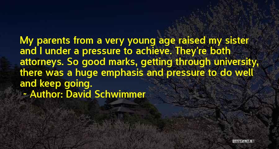 David Schwimmer Quotes: My Parents From A Very Young Age Raised My Sister And I Under A Pressure To Achieve. They're Both Attorneys.