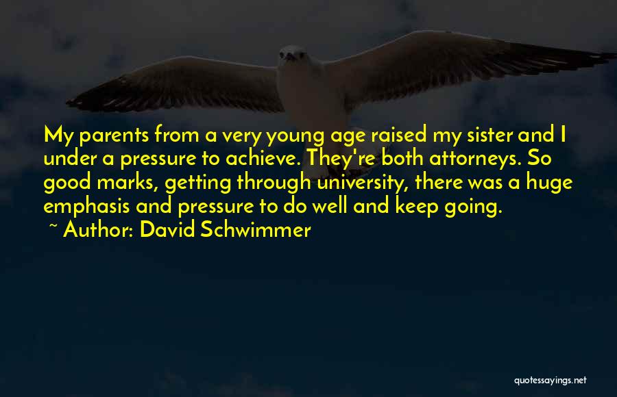 David Schwimmer Quotes: My Parents From A Very Young Age Raised My Sister And I Under A Pressure To Achieve. They're Both Attorneys.