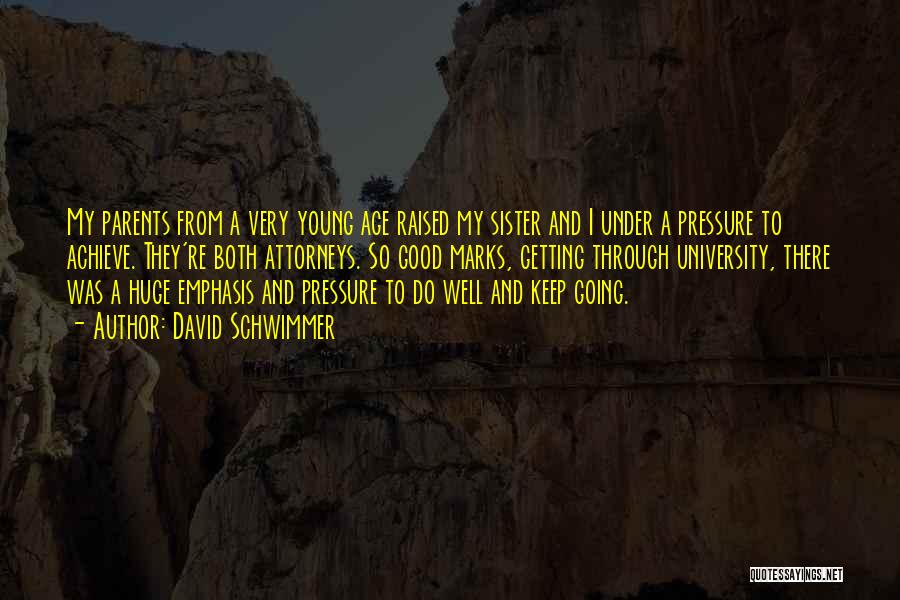 David Schwimmer Quotes: My Parents From A Very Young Age Raised My Sister And I Under A Pressure To Achieve. They're Both Attorneys.