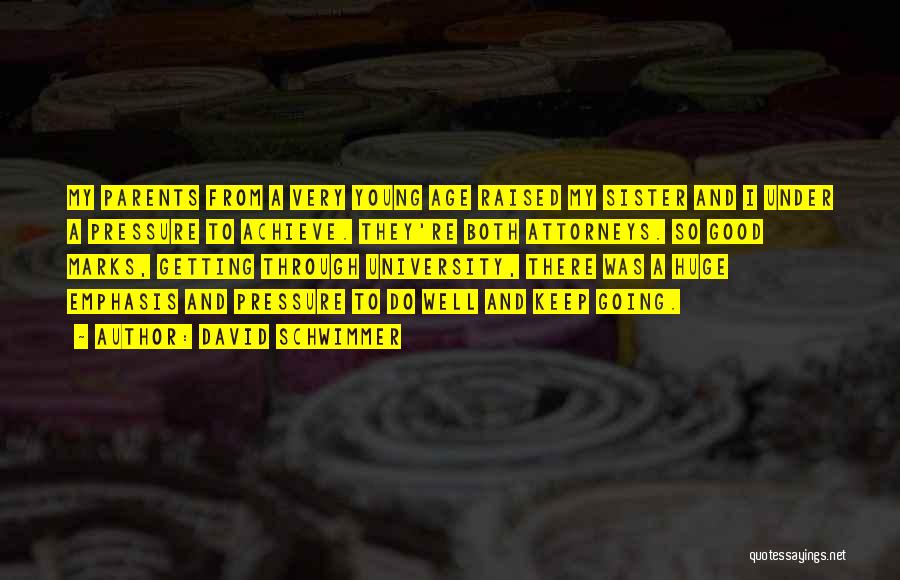 David Schwimmer Quotes: My Parents From A Very Young Age Raised My Sister And I Under A Pressure To Achieve. They're Both Attorneys.